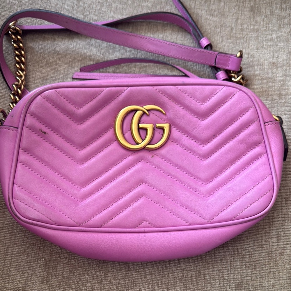 Gucci Pink Crossbody Bag with Chevron Quilting